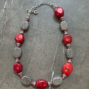 Brighton Full Moon Rising Silver Red Stone Nexklace